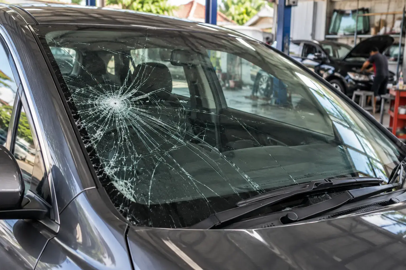 Retakan pada kaca depan mobil